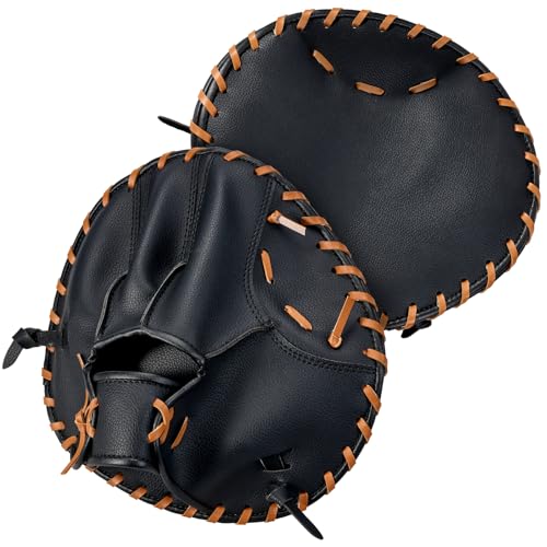 1 PC Baseball and Softball Training Glove,Flat Infield Training Glove for Right-Hand Throw,Baseball&Softball Fielding Gear PVC Infield Flat Mitt for Men&Women Catching Balls Fielding Drills&Practice