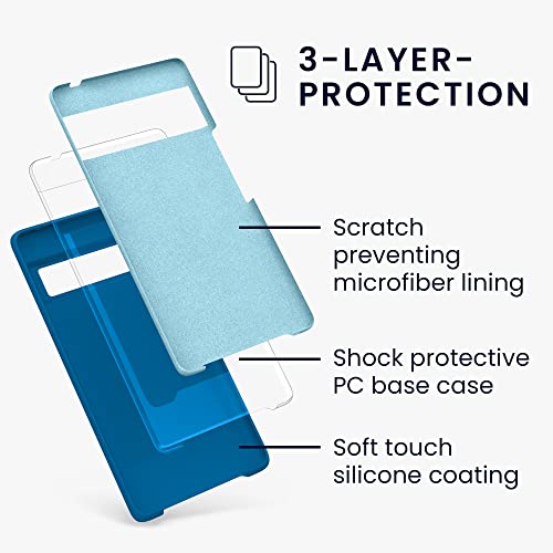 kwmobile Case for Google Pixel 6 Pro Case - Soft Cover - Shockproof Silicone - Wireless Charging Blue Reef - Image 2