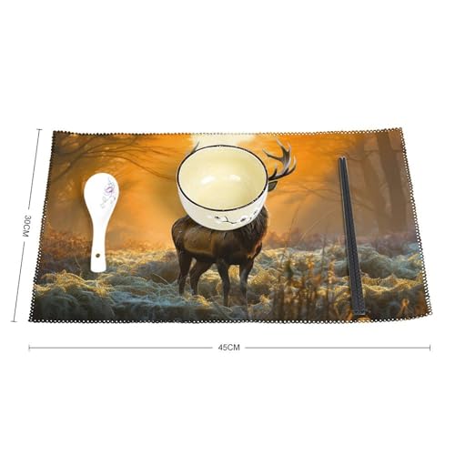 Sets de table imprimés cerf avec motif nature haute définition - 3