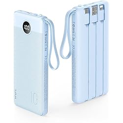 Batería Externa Huawei 10000Mah VRURC Batería Externa de 10000 mAh con Cables Integrados, Cargador portátil USB C con 5 Salidas, 2 entradas, Pantalla LED Compatible con iPhone 14, 13, 12, Samsung S21, S20, Xiaomi iPad