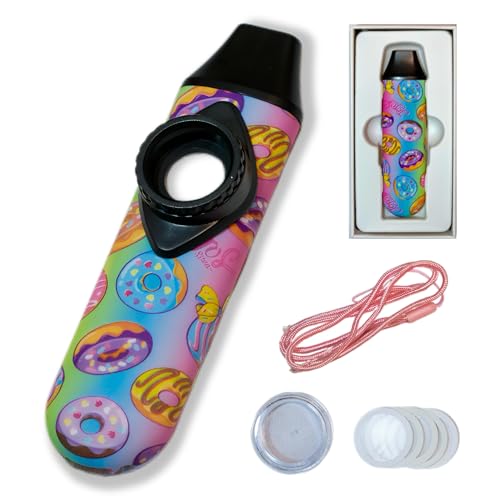Yusound Pink Donut Design Kazoo - Adjustable Tone, Includes Pink Lanyard & 5 Extra Membranes - Trendy Aesthetic Music Instrument, Viral TikTok Gift, Cool Party Favors for Teens & Beginners