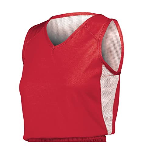 Russell Athletic Camiseta feminina reversível de camada única única, Verdadeiro vermelho/branco, M