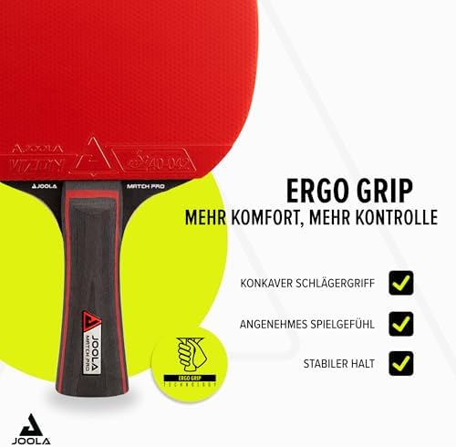 4. Bild von JOOLA Tischtennis Set Duo PRO 2 Tischtennisschläger + 3 Tischtennisbälle + Tischtennishülle, rot/schwarz, 6-teilig