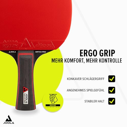 Foto von JOOLA Tischtennis Set Duo PRO 2 Tischtennisschläger + 3 Tischtennisbälle + Tischtennishülle, rot/schwarz, 6-teilig