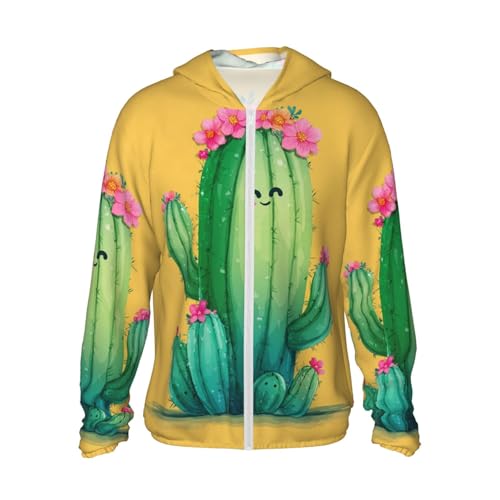 UPF 50+ Sun Protection Hoodie Long Sleeve Funny Cactus Sun Shirt Rash Guard Fishing Shirts for Men
