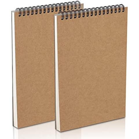 Yordawn Sketchbook A5 Sketch Book 160GSM Sketch Pad Drawing Pad with 30 Sheets/ 60 Pages Spiral Bound Kraft Cover Hardback Blank Art Book, 2 Pack Cover