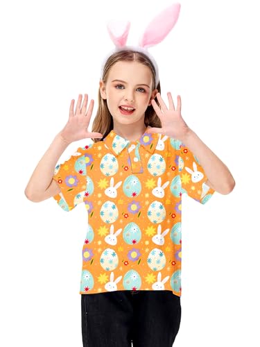 Image of AOBUTE Kids 4th of July Polo American Flag Short Sleeve Button Down Shirts Tops 3-14 Years