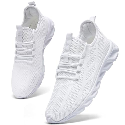 Image of Oltyutc Mens Gym Running Shoes Slip-On Tennis Shoes Non Slip Breathable Workout Sneakers for Walking Jogging White 7