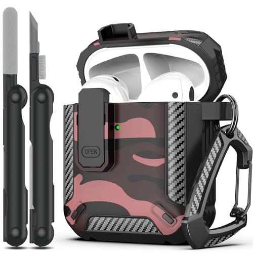 Image of RFUNGUANGO for AirPods 2 Case Carbon Fiber Series, Red Camo