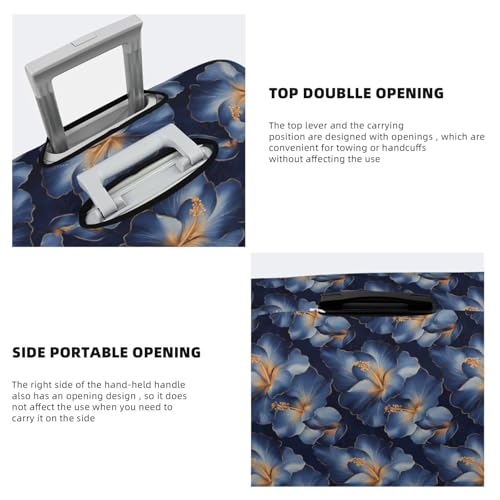 Navy Floral Print Travel Luggage Covers, Washable Suitcase Covers Protector for Luggage 18-32 Inch High Elasticity4