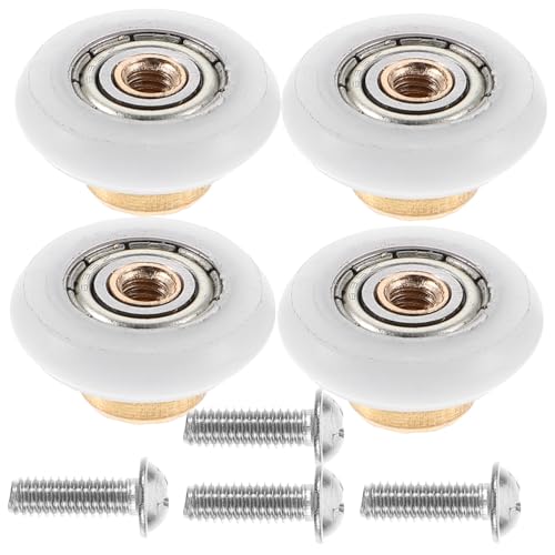 TEHAUX 4個 シャワードアローラー 耐腐食銅軸 ナイロンホイール 静音滑車 浴室ガラス引戸用 高耐荷重 浴室 シャワールーム交換部品