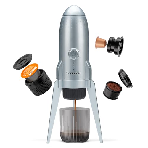 BENFUCHEN Cafetera espresso portátil 3 en 1, cafetera espresso eléctrica autocalentante, cafetera de viaje de 19 bares con café molido y monodosis NES PRESSO/DolceGusto, gris espacio BENFUCHEN Cafetera espresso portátil 3 en 1, cafetera espresso eléctrica autocalentante, cafetera de viaje de 19 bares con café molido y monodosis NES PRESSO/DolceGusto, gris espacio