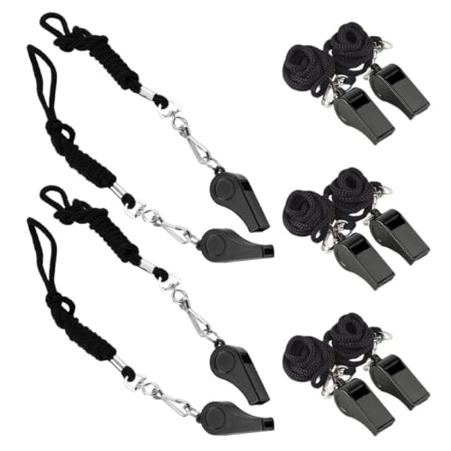 Pitos plásticos negros con cordón 10 pcs para entrenador miniatura 1