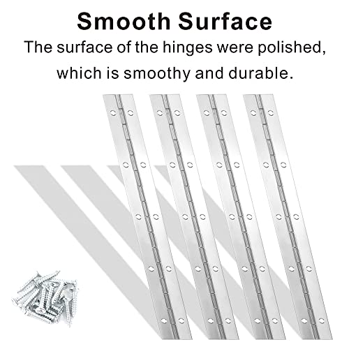 4Pack Sliver 10 Inch Piano Hinges For Cabinet Hinges, 10 Inch Continuous Hinges Heavy Duty Stainless Steel 304 Long Hinges, Thickness 0.05Inch (4 Pack 10*1.2Inch） #TOP3