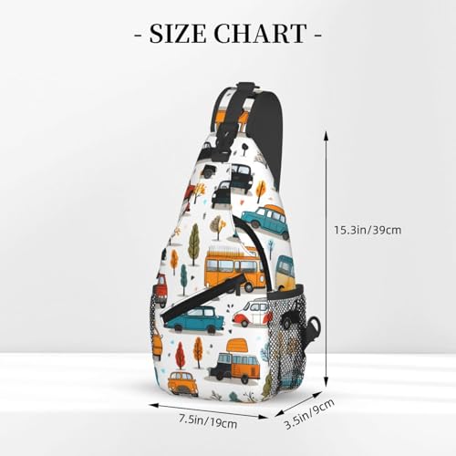 Bolso cruzado urbano para mujer y hombre con patrón de auto miniatura 3