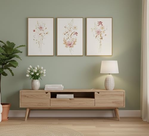Image of JASMIE 3Pcs Pink Floral Canvas Wall Art