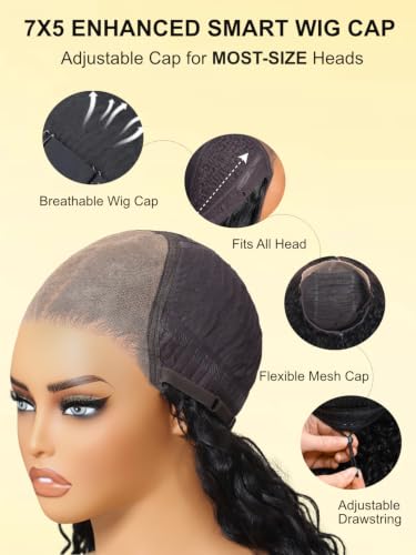 Image of Sunber Ombre Brown Bye Bye Knots 7x5 Lace Glueless Wig Human Hair 16Inch