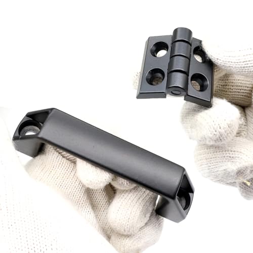 Image of 8Pcs Black 2020 Aluminum Extrusion Pivot Hinge Swivel Degree Angle Bracket and 4Pcs 20 Series Handle with T Slot Nut Bolt Screw Hardware for 20 /20 2040 Extruded Aluminum Profile Connector