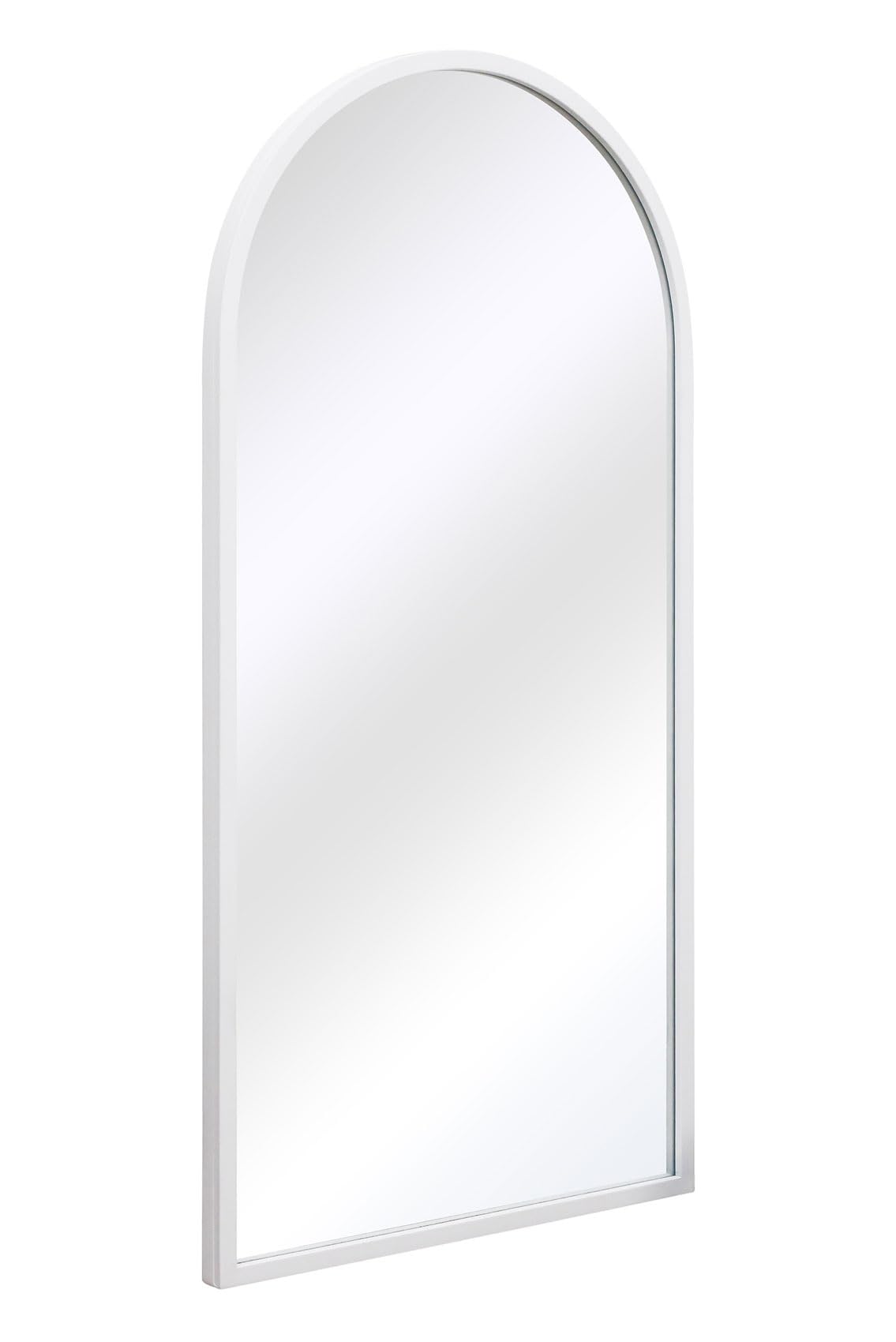 MirrorOutlet The Arcus - Specchio da parete ad arco moderno con cornice in metallo bianco, 120 x 60 cm, cornice larga 2 cm e profondità 3 cm.