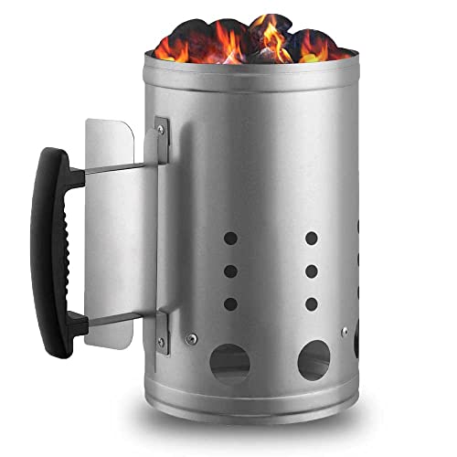 PaMeer Heavy Duty Charcoal Chimney-Starter, Barbecue Fire Starter, Coal Fire Starter, Portable Compact Easy to Use BBQ Grill Tool