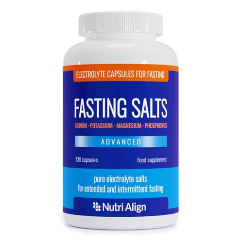 Nutri-Align Fasting Salts Electrolytes Advanced, 120 Capsules | Sodium Potassium Magnesium Phosphorus | Pure Fasting Electrolytes | Sugar Free & Filler Free | Made in The UK