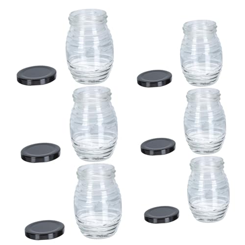 OFFSCH 6Pcs Transparent Glass Sealed Honey Storage Bottles with Lids Food Grade Kitchen Accessories for Sauces and Condiments Odorless and Easy to Observe