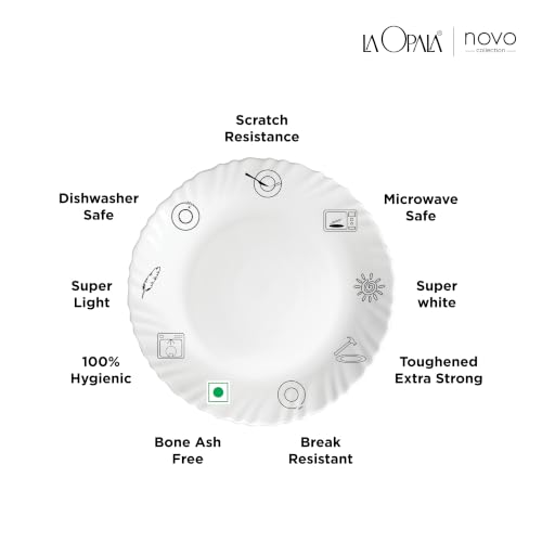 Image of La Opala Opal Glass Crockery | for Family of 2 | Dinner Set 10 pcs Pink Florets | Plates & Bowls for Dining | Microwave Safe | 100% Vegetarian | Extra Strong | Extra Light & White