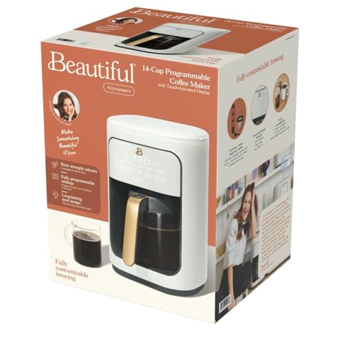 Beautiful 14-Cup Programmable Coffee Maker with Touch Display (White Icing)