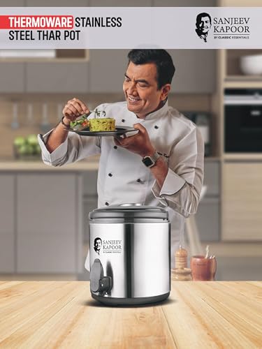 Image of Sanjeev Kapoor by Classic Essentials 4.5L Stainless Steel Vacuum Insulated Thermo Jug - Double Wall Water Dispenser for Hot & Cold Beverages, Silver (4500ml)