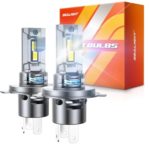 Image of Sealight H4 Fog Bulbs 50,000LM 6500K Cool White 52W High Power Error-Free, H4 /9003 Lamps 1:1 Stock Size, 2 Pack