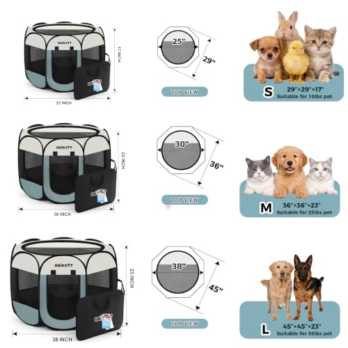 Image of Pet Playpen, Foldable Dog Playpens, Portable Exercise Kennel Tent for Puppies /Dogs /Cats /Rabbits, Dog Play Tent with Removable Mesh Shade Cover for Travel Indoor Outdoor Using(Small)