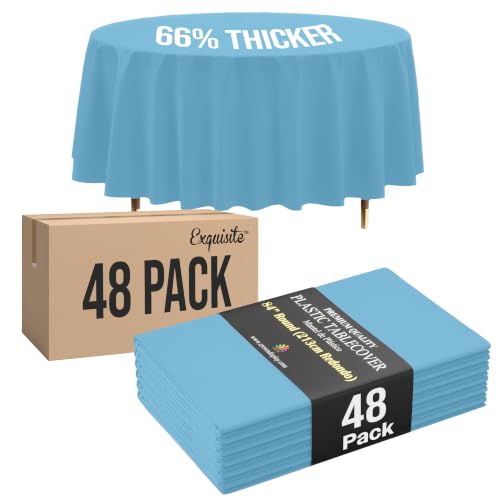 Image of Exquisite Blue Round Tablecloth 84 inch - 48 Pack
