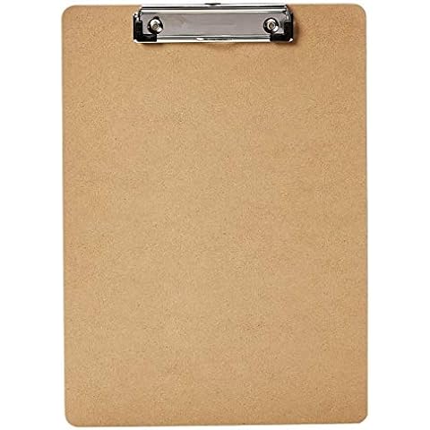 KAV Clipboards 10 Pack, Low Profile Clip Hardboard with Sturdy Spring Grip & Concealed Hanging Hole, Durable Wooden Clip Boards for Office Work NHS School (A4) Cover
