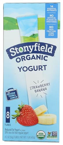 Stonyfield Organic Kids Reduced Fat Yogurt Tubes, Strawberry Banana, 2 oz., 8 Ct