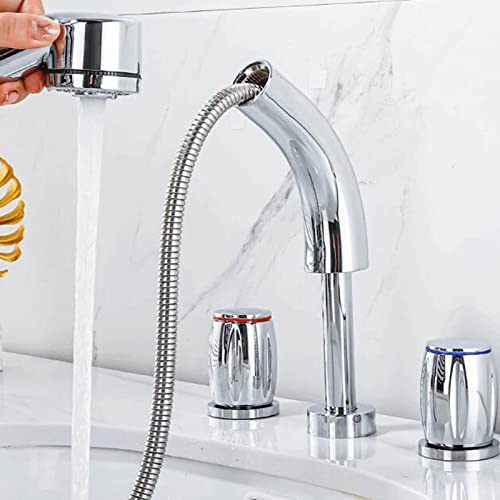 Robinet lavabo 3 trous extractable noir mat design split - 3