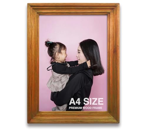 Image of A4 Frame | Wall Photo Frame | Small Frames | Golden Wood Frames for Wall | Bright & Elegant Home Decor (A4, 8.3x11.7 inch, Golden)