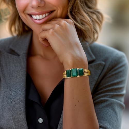 Ross-Simons 30.00 ct. t.w. Emerald Cuff Bracelet in 18kt Gold Over Sterling2