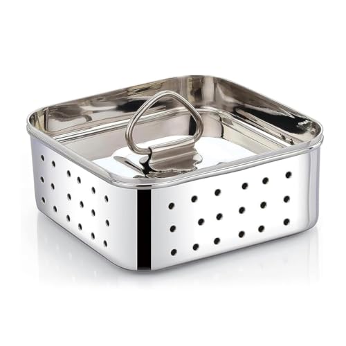 ABC Stainless Steel Square Paneer Mould/Maker/Strainer Perfect for Making Homemade Paneer/Cheese/Tofu | Dishwasher Safe