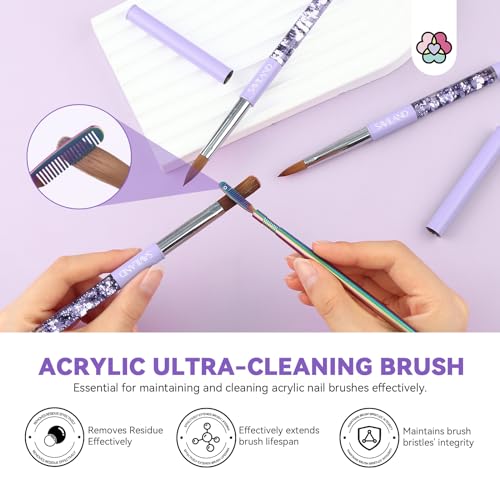 Saviland Kolinsky Acrylic Nail Brush Set: Size 6,10,14 Professional Nail Brushes Cleaner Manicure Tool For Acrylic Application Acrylic Powder Nail Extension 3D Nail Carving For Nail Art Diy thumb #2