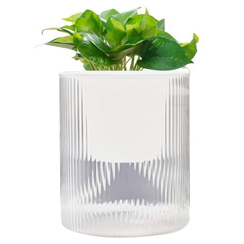 Annaffiatoio automatico – vasi trasparenti per piante d'appartamento, vasi per piante da interno con filo di cotone assorbente per tutte le piante d'appartamento, fiori, erbe, piante grasse, erbe