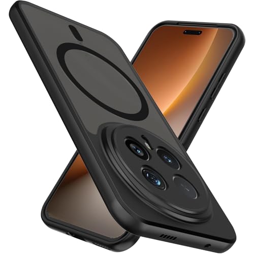 AOKUMA for Honor Magic 8 Pro Case Compatible with MagSafe Shockproof Protective Cover for Honor Magic 8 Pro Military-Grade Translucent Matte Back Phone Case(Black)