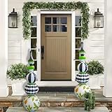 4Ft 2 Pcs Large Infatable Christmas Ornaments Balls Outdoor ，Christmas Topiary Decorations for Urn Front Porch, Yard Garden Xmas Decor (Black)