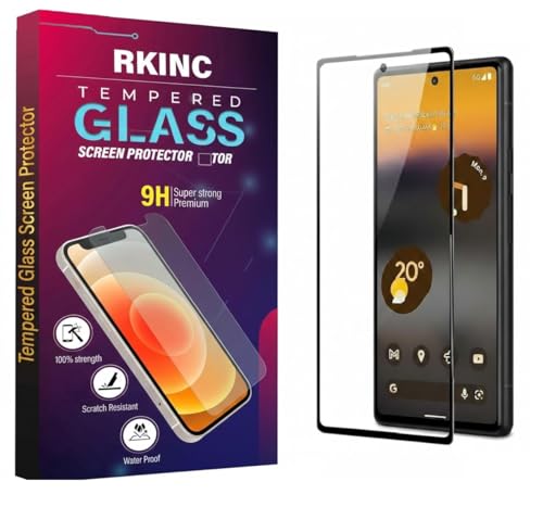 Image of RKINC Tempered Glass for Google Pixel 6A (6.1 Inch) Military Grade Gorilla Screen Guard Protector | With Installation Kit | Edge to Edge Coverage | Black