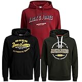 JACK & JONES Herren Kapuzenpullover Übergröße Big Plus Size Hoodie Sweatshirt Sweat Logo 2 Col 3XL 4XL 5XL 6XL 7XL 8XL (XXXXL, 3er Pack PS #56)