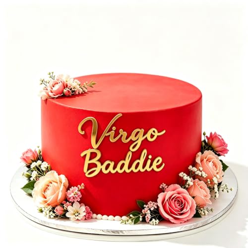 Virgo Baddie Gold Acrylic Cake Topper, Big Virgo Energy/Virgo Season/Virgo AF Cake Decoration, Zodiac Virgo Birthday Party Cake Charm Decor Supplies by FGJAUXE - Used condition - Image 5