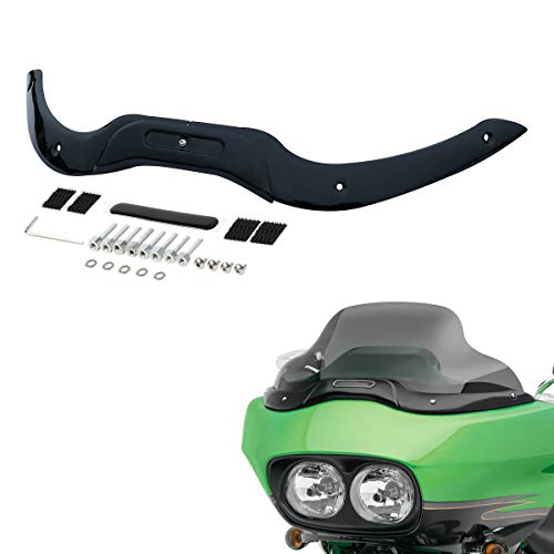 Wowtk Elegant Fairing Windscreen Windshield Trim For Harley Davidson Touring Road Glide Ultra Fltru Custom Fltrx Ultra Fltruse Fltrse3 Fltr Efi Fltri 2004-2013, Gloss Black #TOP24