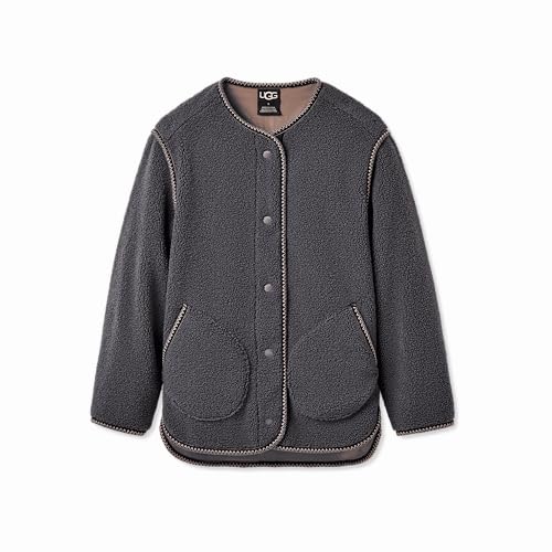 UGG Womens Emmersyn Uggbraid Jacket Coat, Dark Ash, S