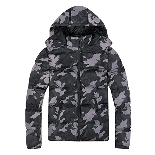 Veste homme à capuche zippée coton rembourré camouflage XXL grande taille