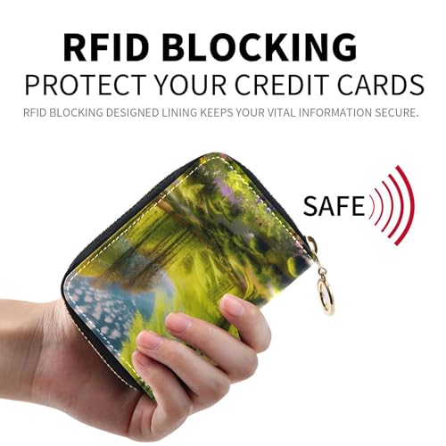 Spring Forest Wallet Women Zip Around RFID Blocking Credit Card Holder Aesthetic Coin Change Purse with Zipper2