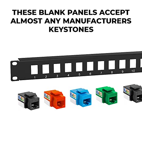 Cmple - 16 Port Blank Keystone Network Patch Panel, 1U Rack Mount Multimedia 19" Patch Panel, Rj45 Ethernet, Usb, Hdmi, Cat5E, Cat6 #TOP1